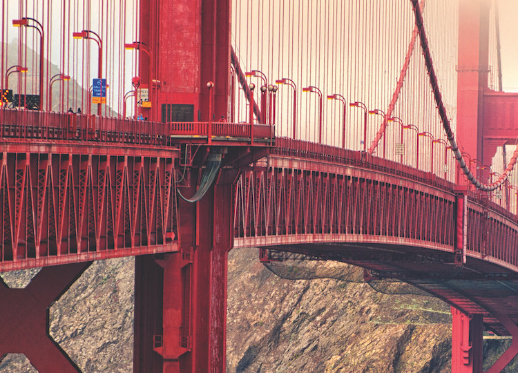 Landscape view of the Golden Gate Bridge in San Francisco.