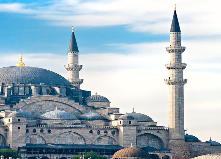 A view of the famous Blue Mosque in Instanbul.