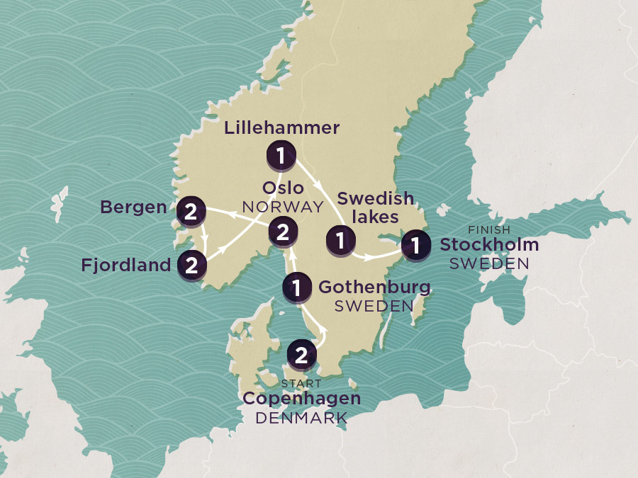Delve Deep: Denmark, Norway & Sweden map