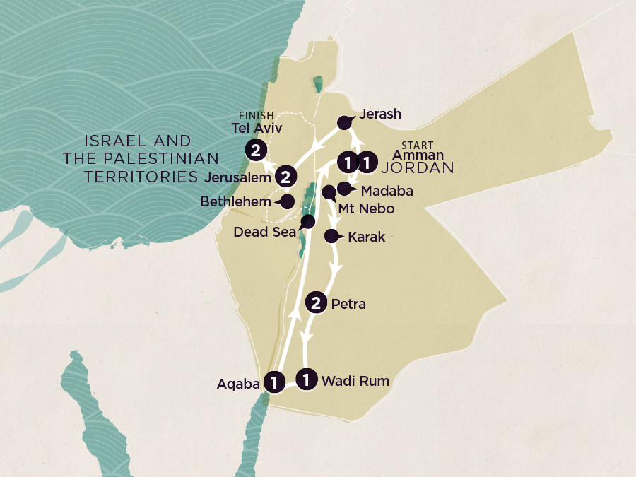 Delve Deep: Jordan & Israel map