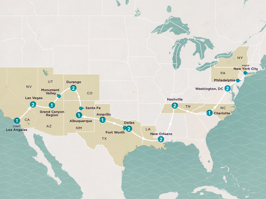 Get Social: USA West to East 2023-24 map
