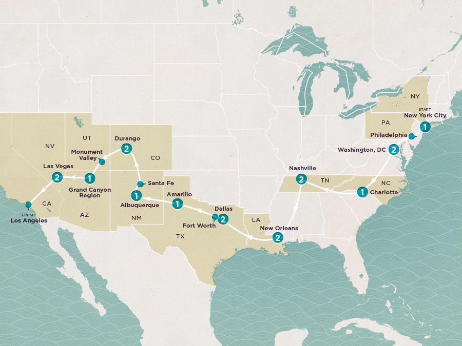 Get Social: USA East to West 2023-24 map