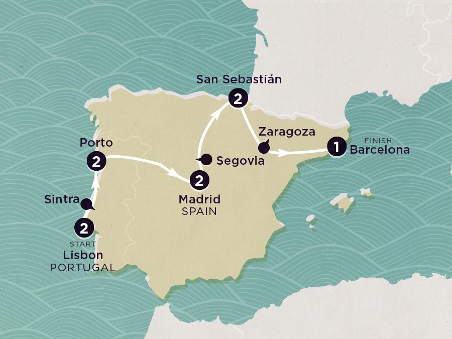 Delve Deep: Spain & Portugal map