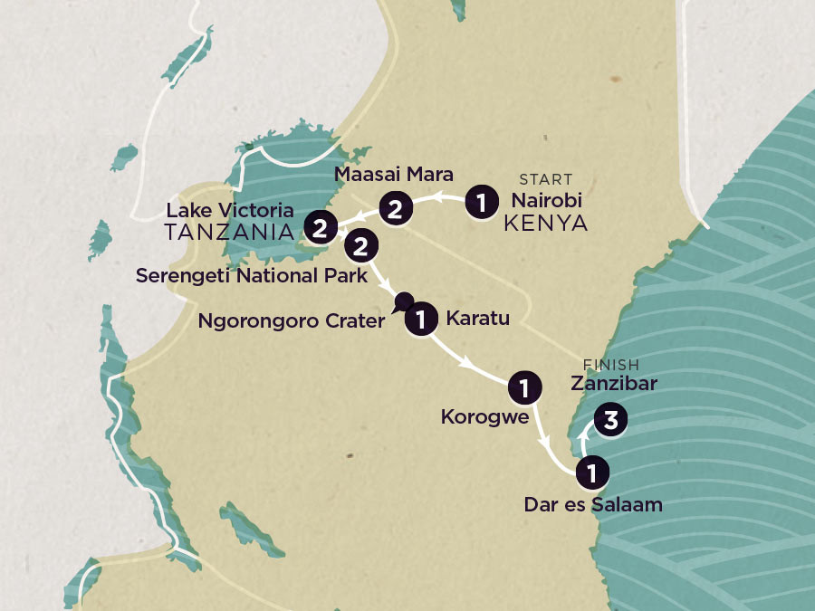 Delve Deep: Kenya & Tanzania (Safari) map