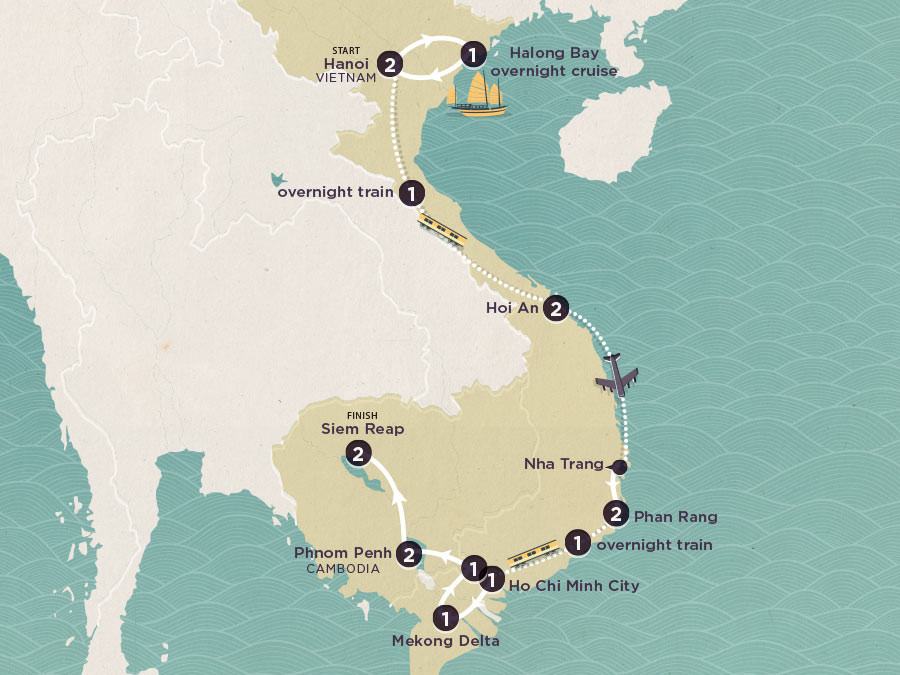 Delve Deep: Vietnam & Cambodia map