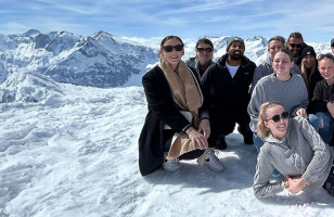 topdeck group photo on the swiss alps