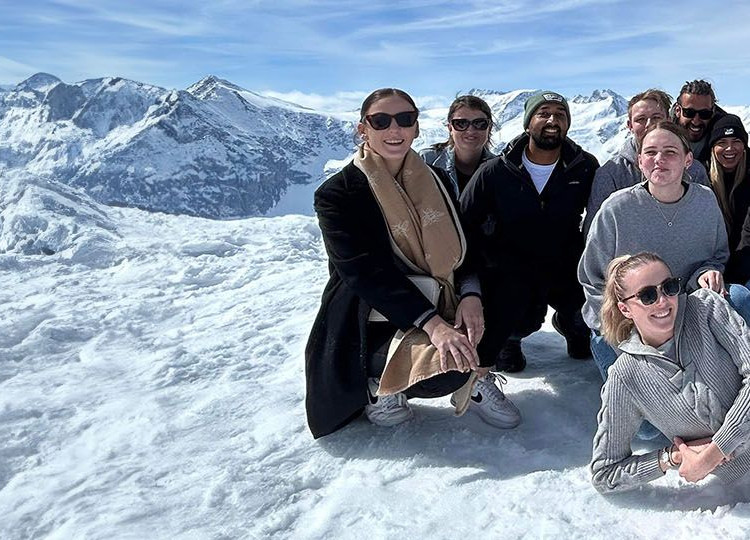 topdeck group photo on the swiss alps